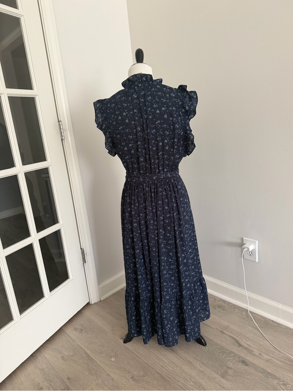 kate spade Navy Floral Ruffle Midi Dress - Picture 4 of 7